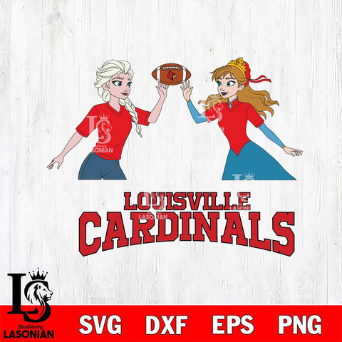 Louisville Cardinals Elsa & Anna Football Cricut,Christmas SVG DXF EPS PNG FILE, NCAA Digital Download,Instant Download, Silhouette