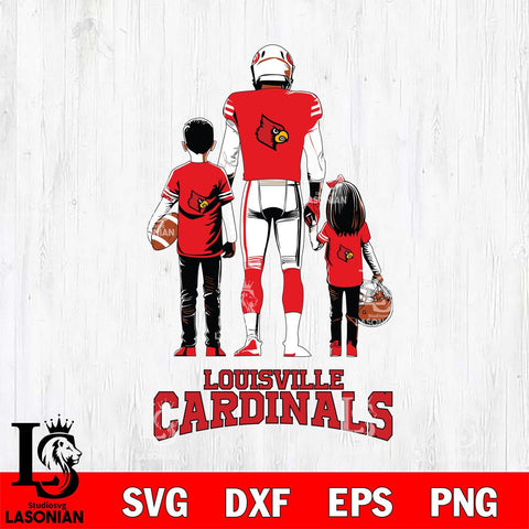 Louisville Cardinals Father And Child Football SVG DXF EPS PNG FILE,NCAA SVG, Father day Digital Download,Instant Download, Silhouette