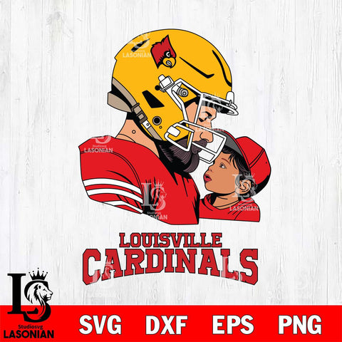 Louisville Cardinals Father And Child Rugby SVG DXF EPS PNG FILE,NCAA SVG, Father day Digital Download,Instant Download, Silhouette
