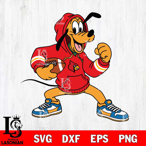 Louisville Cardinals Goofy Disney Football Christmas File Cut, NCAA SVG DXF EPS PNG FILE, Digital Download , Criucut , Silhouette