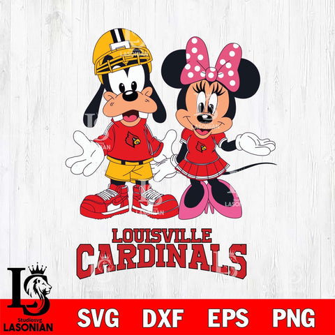 Louisville Cardinals Goofy and Minnie mouse Football SVG DXF EPS PNG FILE,NCAA svg ,Football Digital Download,Instant Download, Silhouette
