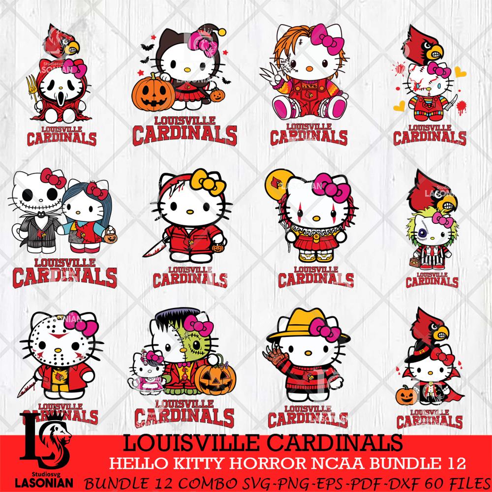 Louisville Cardinals Hello Kitty Horror NCAA Bundle 12 SVG – lasoniansvg