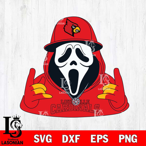 Louisville Cardinals Horror Character Ghostface Sport Svg Eps Dxf Png File, NCAA svg, Digital Download, Instant Download