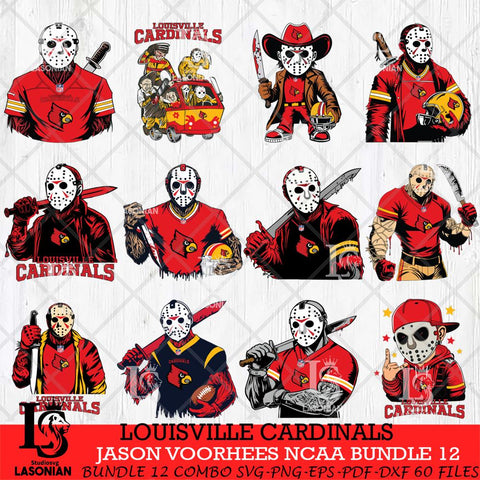 Louisville Cardinals Jason Voorhees Horror Bundle 12 SVG Eps Dxf Png File, bundle NCAA svg, Digital Download, Instant Download