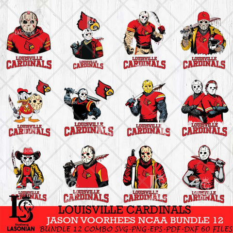 Louisville Cardinals Jason Voorhees NCAA Bundle 12 SVG Svg Eps Dxf Png File, Digital Download