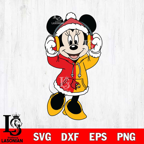 Louisville Cardinals Minnie Mouse Disney Football Christmas File Cut, NCAA SVG DXF EPS PNG FILE, Digital Download , Criucut , Silhouette