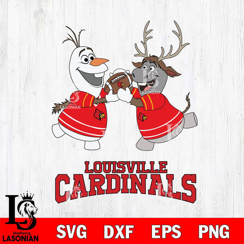 Louisville Cardinals Olaf & Sven Football Cricut,Christmas SVG DXF EPS PNG FILE, NCAA Digital Download,Instant Download, Silhouette