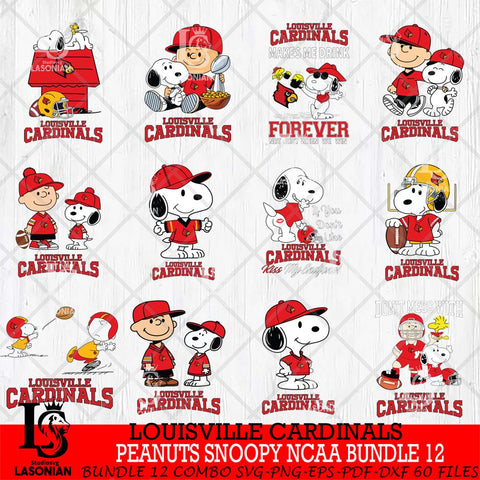 Louisville Cardinals Peanuts Snoopy Player NCAA Bundle 12 SVG DXF EPS PNG FILE,Snoopy File Cut, bundle NCAA Digital Download,Instant Download, Silhouette