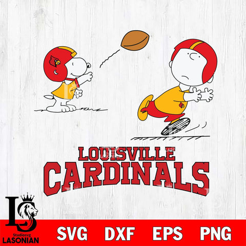 Louisville Cardinals Peanuts play football SVG DXF EPS PNG FILE,Snoopy File Cut, NCAA Digital Download,Instant Download,Christmas Silhouette