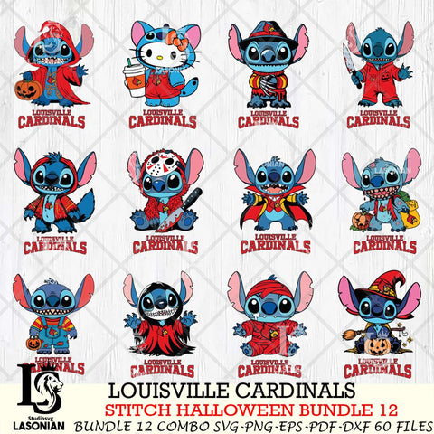Louisville Cardinals Stitch Horror Bundle 12 SVG Svg Eps Dxf Png File, NCAA svg, Digital Download, Instant Download