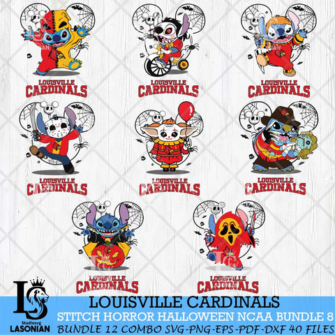 Louisville Cardinals Stitch Horror Halloween Bundle NCAA Svg Eps Dxf Png File, Digital Download, Instant Download