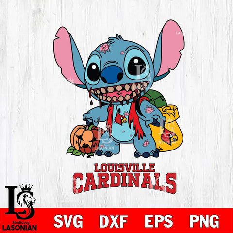 Louisville Cardinals Stitch Zombie Svg Eps Dxf Png File, NCAA svg, Digital Download, Instant Download