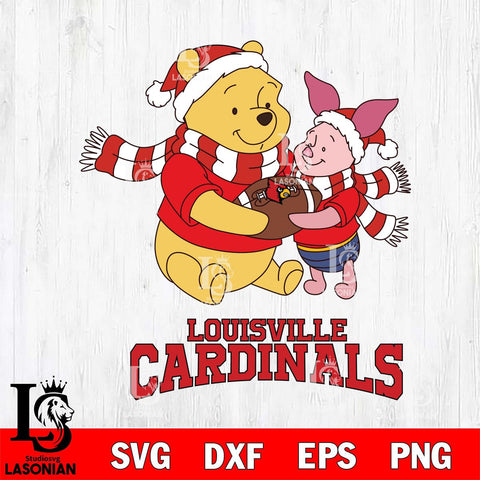 Louisville Cardinals Winnie the Pooh & Piglet Football Cricut,Christmas SVG DXF EPS PNG FILE, NCAA Digital Download,Instant Download, Silhouette