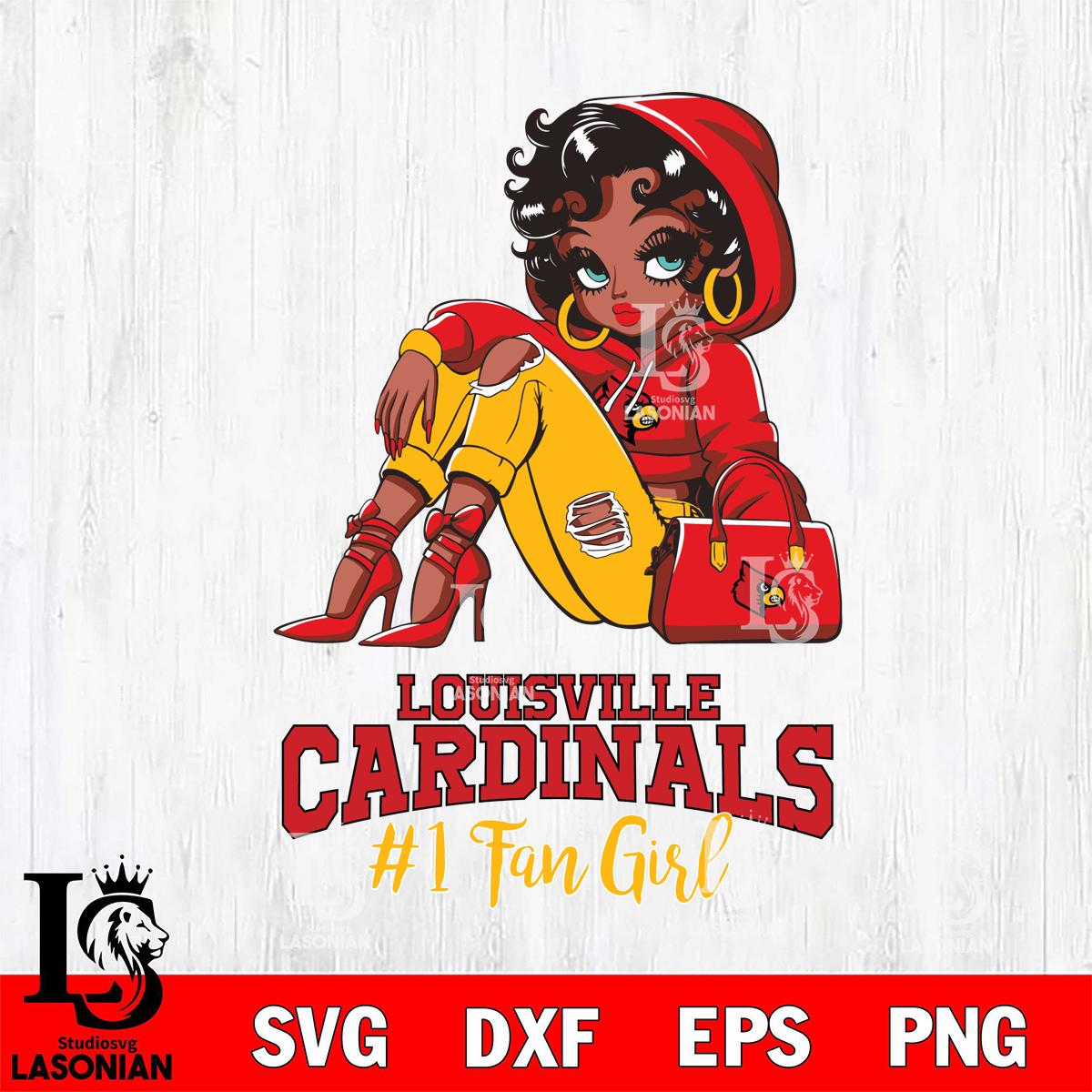 Louisville Cardinals #1 beauty Black Fan Girl – lasoniansvg