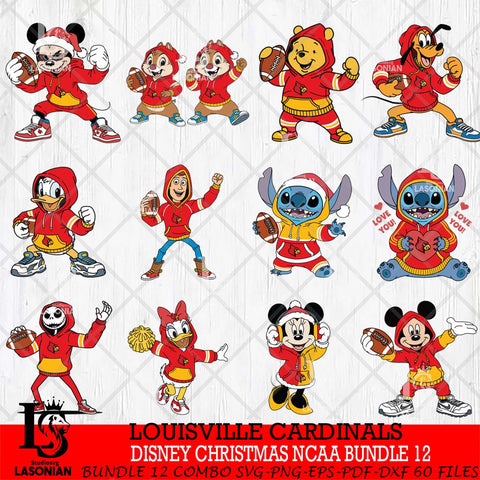 Louisville Cardinals  Disney christmas NCAA Bundle File Cut, Bundle NCAA SVG DXF EPS PNG FILE, Digital Download , Criucut , Silhouette