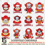 Louisville Cardinals  Pennywise Horror NCAA Bundle 12 SVG Svg Eps Dxf Png File, Digital Download