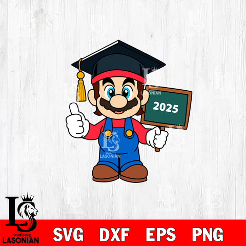 Mario Graduation SVG DXF EPS PNG FILE,Graduation File Cut,Digital Download,Instant Download, Silhouette