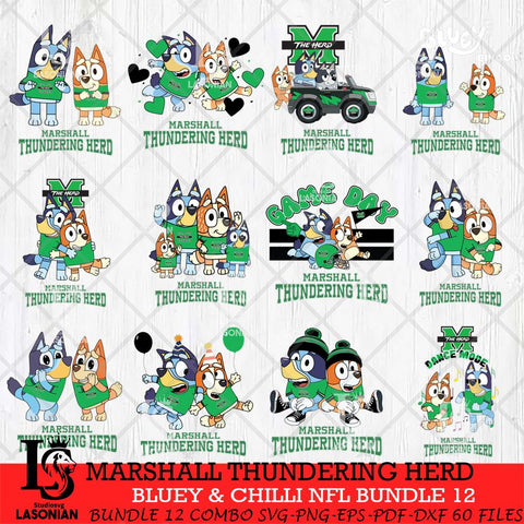 Marshall Thundering Herd Bluey & Bingo Bundle 12 SVG Svg Eps Dxf Png File, Bundle NCAA svg, Digital Download, Instant Download