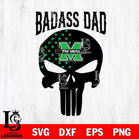 Marshall Thundering Herd Badass Dad Svg Eps Dxf Png File, Digital Download, Instant Download