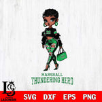 Marshall Thundering Herd Beautiful Black Fan Girl, Svg Eps Dxf Png File, Digital Download
