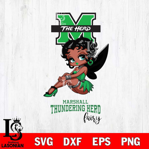Marshall Thundering Herd Beauty Black Fairy Betty Boop, Svg Eps Dxf Png File, Digital Download