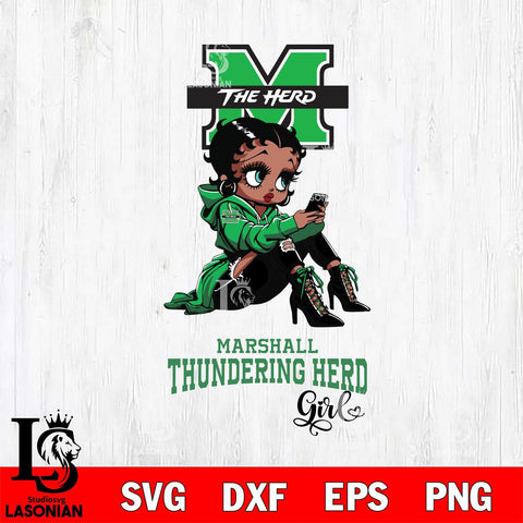 Marshall Thundering Herd Beauty Black Fan Girl Football, Svg Eps Dxf Png File, Digital Download
