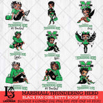 Marshall Thundering Herd Black Fan Girl Betty Boop Bundle 9, Svg Eps Dxf Png File, Digital Download