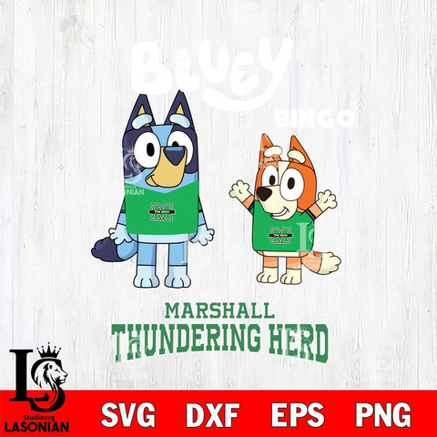 Marshall Thundering Herd Bluey & Bingo 4 Svg Eps Dxf Png File, NCAA svg, Digital Download, Instant Download