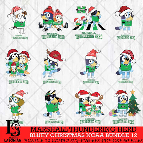 Marshall Thundering Herd Bluey Christmas NCAA Bundle 12 Cricut File Cut Files , Bluey Cricut , Christmas Svg , Bluey svg , Digital Download, dxf eps png pdf file