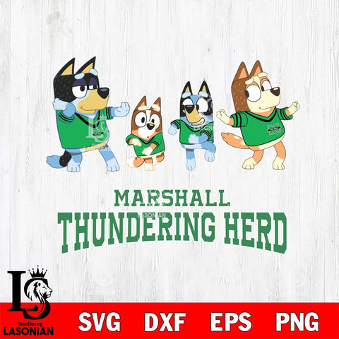 Marshall Thundering Herd Bluey Dance Mode Squats Svg Eps Dxf Png File, Digital Download, Instant Download
