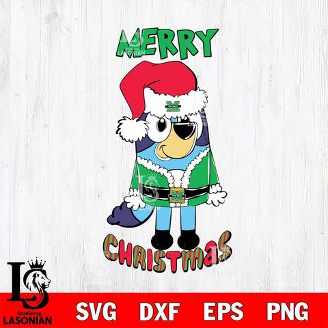 Marshall Thundering Herd Bluey Merry Christmas Bluey Santa Claus Svg Eps Dxf Png File, Digital Download