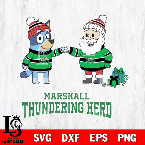 Marshall Thundering Herd Bluey With Satan Christmas File Cut, NCAA SVG DXF EPS PNG FILE, Digital Download,Instant Download, Silhouette