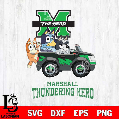 Marshall Thundering Herd Bluey friends car Svg Eps Dxf Png File, NCAA svg, Digital Download, Instant Download