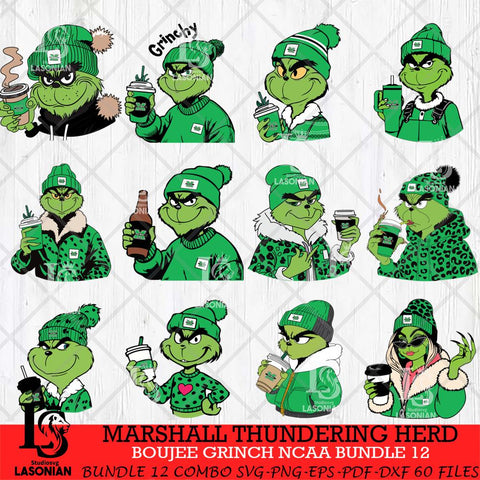 Marshall Thundering Herd Boujee Grinch NCAA Bundle 12 SVG Eps Dxf Png File, Digital Download, Instant Download