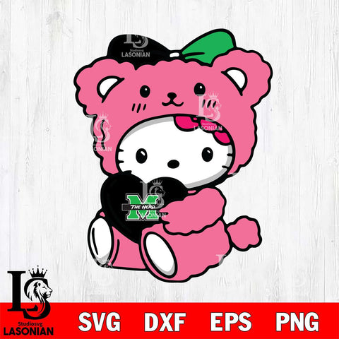 Marshall Thundering Herd Cute Hello Kitty 3 Svg Eps Dxf Png File, Digital Download, Instant Download