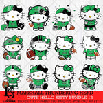 Marshall Thundering Herd Cute Hello Kitty Bundle 12 SVG Eps Dxf Png File, NCAA Bundle svg, Digital Download, Instant Download