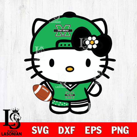 Marshall Thundering Herd Cute Hello Kitty Football 10 Svg Eps Dxf Png File, NCAA svg, Digital Download, Instant Download