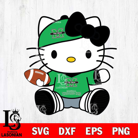 Marshall Thundering Herd Cute Hello Kitty Football 11 Svg Eps Dxf Png File, NCAA svg, Digital Download, Instant Download