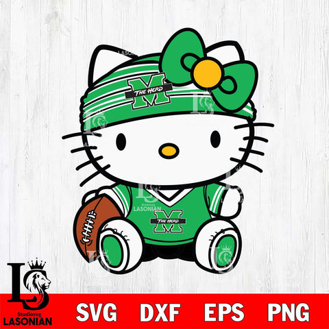 Marshall Thundering Herd Cute Hello Kitty Football 12 Svg Eps Dxf Png File, NCAA svg, Digital Download, Instant Download