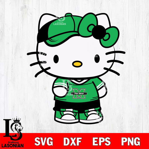 Marshall Thundering Herd Cute Hello Kitty Football 2 Svg Eps Dxf Png File, NCAA svg, Digital Download, Instant Download