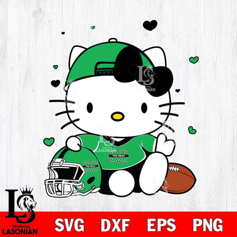 Marshall Thundering Herd Cute Hello Kitty Football Svg Eps Dxf Png File, NCAA svg, Digital Download, Instant Download
