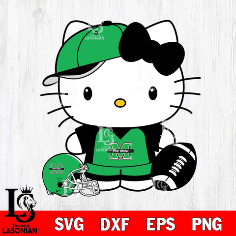 Marshall Thundering Herd Cute Hello Kitty Football 4 Svg Eps Dxf Png File, NCAA svg, Digital Download, Instant Download
