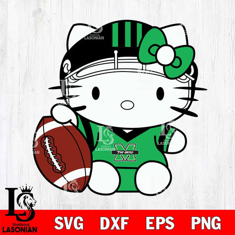 Marshall Thundering Herd Cute Hello Kitty Football 5 Svg Eps Dxf Png File, NCAA svg, Digital Download, Instant Download
