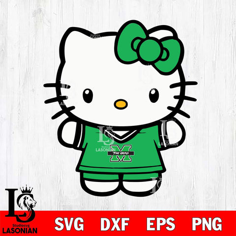 Marshall Thundering Herd Cute Hello Kitty Football 6 Svg Eps Dxf Png File, NCAA svg, Digital Download, Instant Download