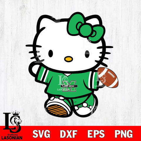Marshall Thundering Herd Cute Hello Kitty Football 7 Svg Eps Dxf Png File, NCAA svg, Digital Download, Instant Download