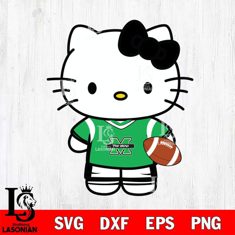 Marshall Thundering Herd Cute Hello Kitty Football 8 Svg Eps Dxf Png File, NCAA svg, Digital Download, Instant Download