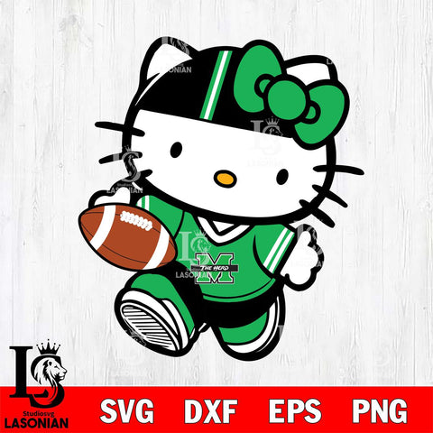 Marshall Thundering Herd Cute Hello Kitty Football 9 Svg Eps Dxf Png File, NCAA svg, Digital Download, Instant Download