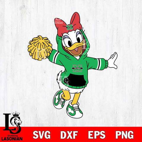 Marshall Thundering Herd Daisy Duck Cheerleader Christmas File Cut, NCAA SVG DXF EPS PNG FILE, Digital Download , Criucut , Silhouette