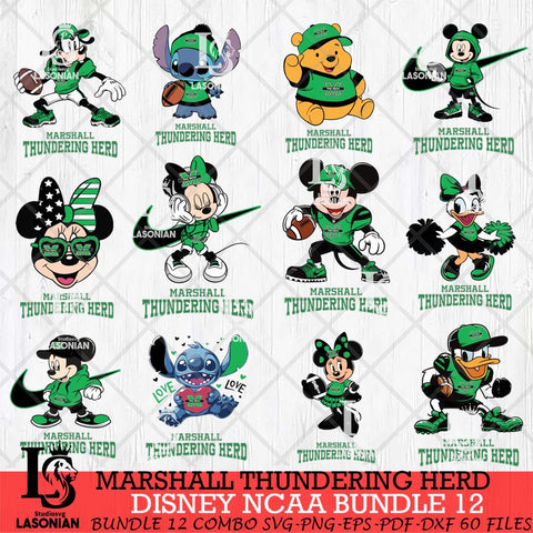Marshall Thundering Herd Disney NCAA Bundle Svg PNG 12 Svg Eps Dxf Png File, Digital Download