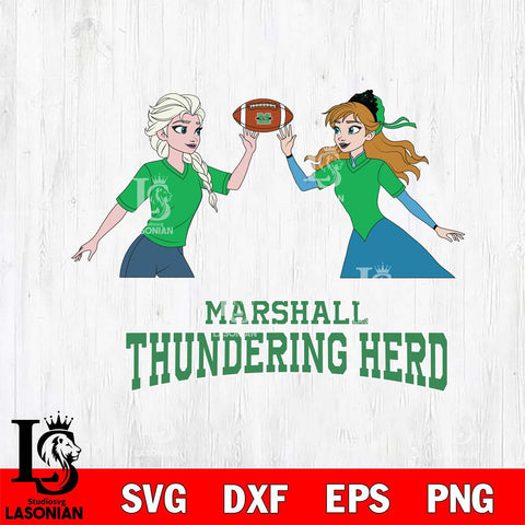 Marshall Thundering Herd Elsa & Anna Football Cricut,Christmas SVG DXF EPS PNG FILE, NCAA Digital Download,Instant Download, Silhouette